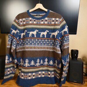 J.Crew Fair Isle Dog Pattern Wool Sweater L